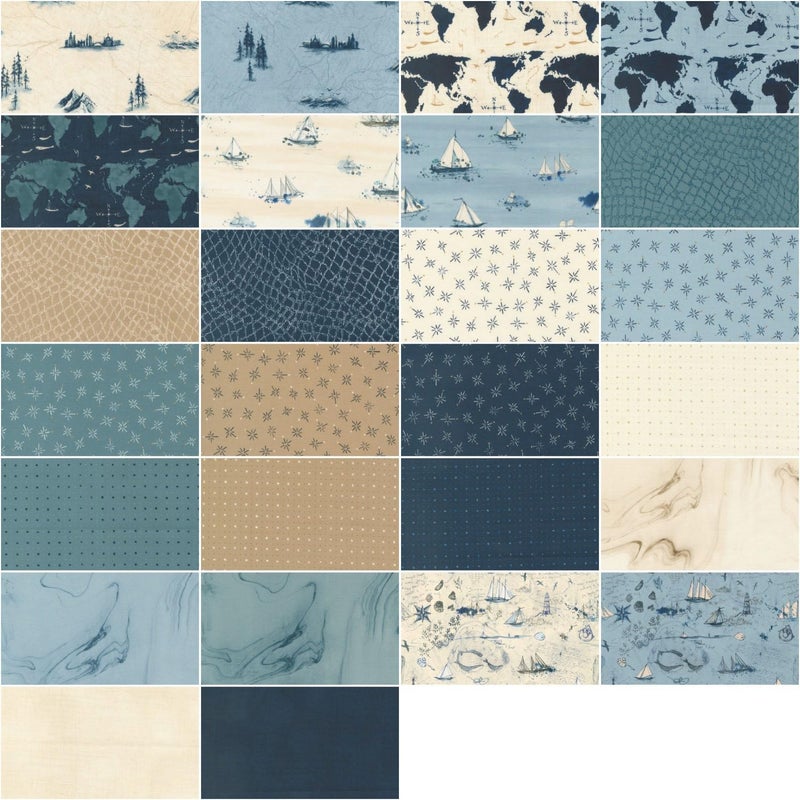 Moda Fabrics Longshore Fat Quarter Bundle by Janet Clare 24610AB - Image 2